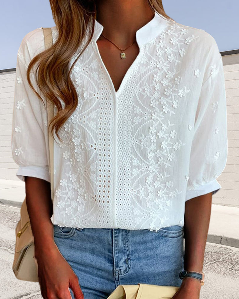 Yara Women's Blouse | Cotton Blend Puff Sleeve Top 1