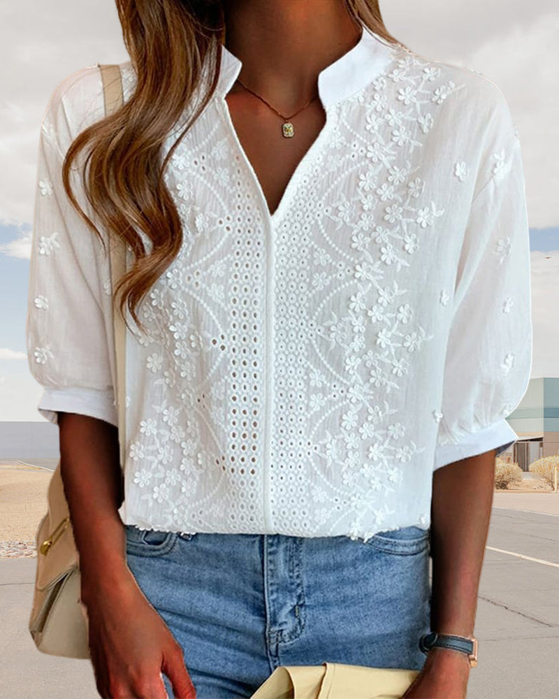 Yara Women's Blouse | Cotton Blend Puff Sleeve Top 3