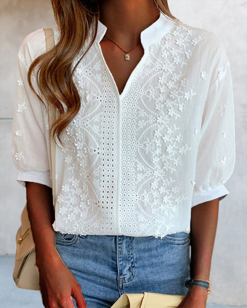 Yara Women's Blouse | Cotton Blend Puff Sleeve Top 5