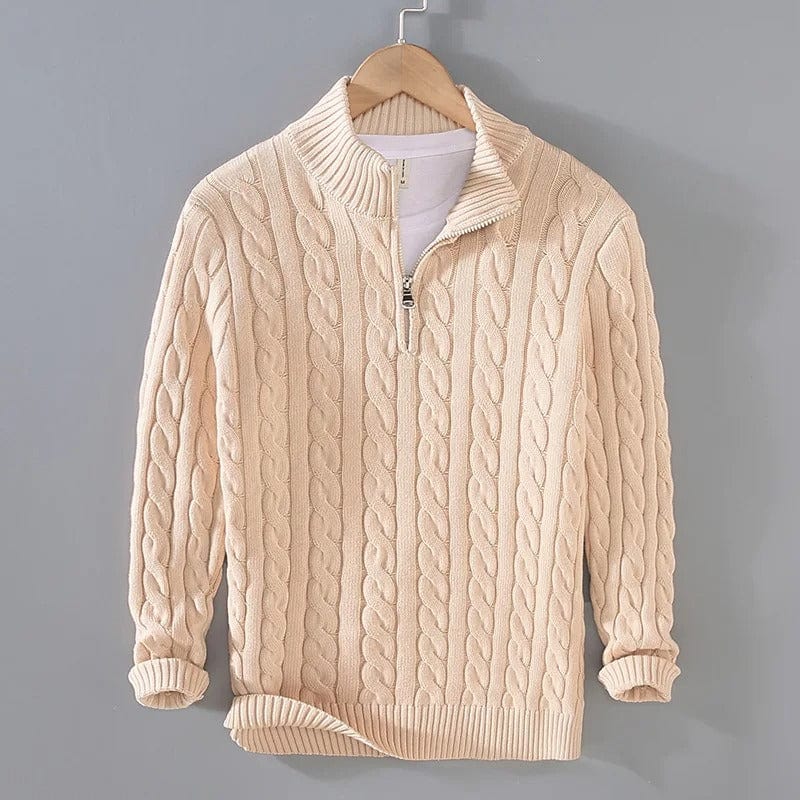 Felo Men's Half Zip Sweater | Classic Cable Knit Cotton, Cozy Autumn Essential 1