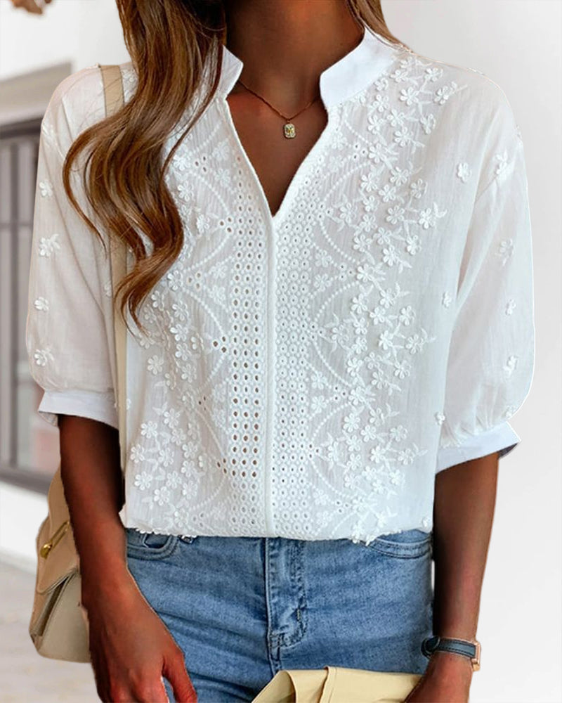 Yara Women's Blouse | Cotton Blend Puff Sleeve Top 6