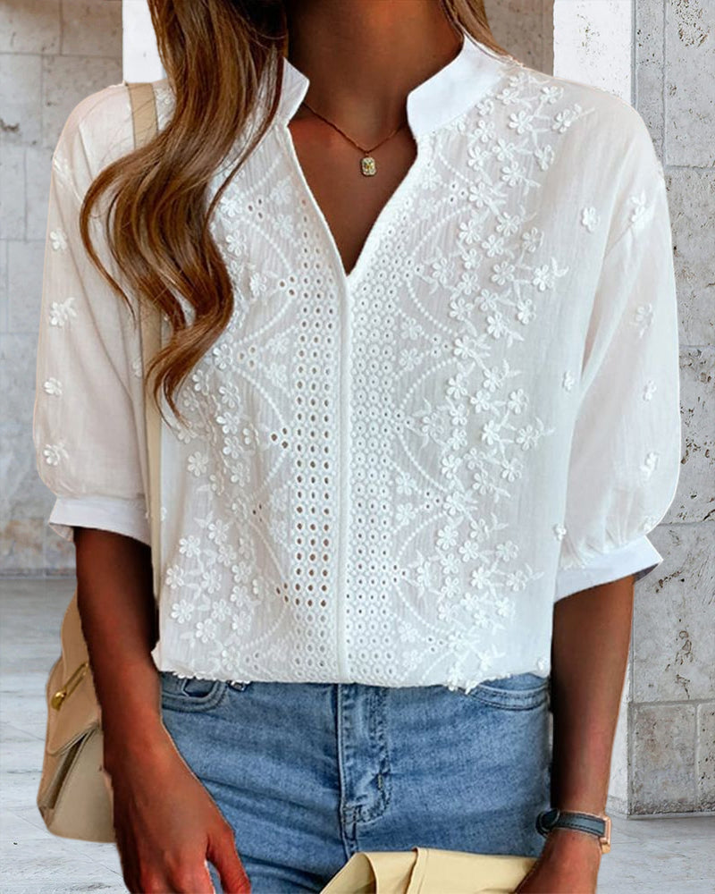 Yara Women's Blouse | Cotton Blend Puff Sleeve Top 7