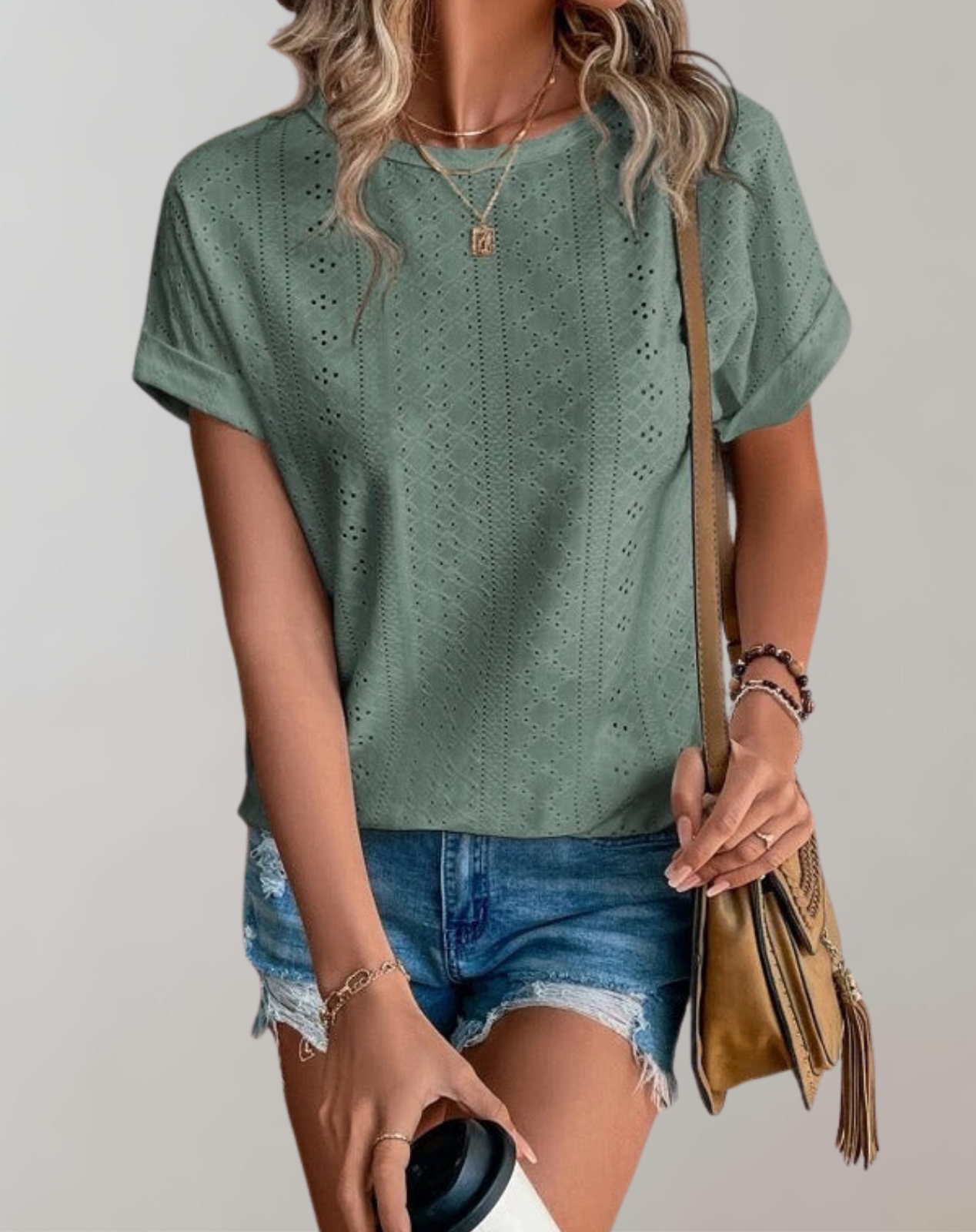 Lila Women's Blouse | Lightweight Summer Top with Eyelet Embroidery 1