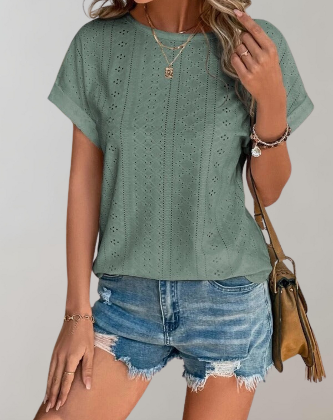 Lila Women's Blouse | Lightweight Summer Top with Eyelet Embroidery 1