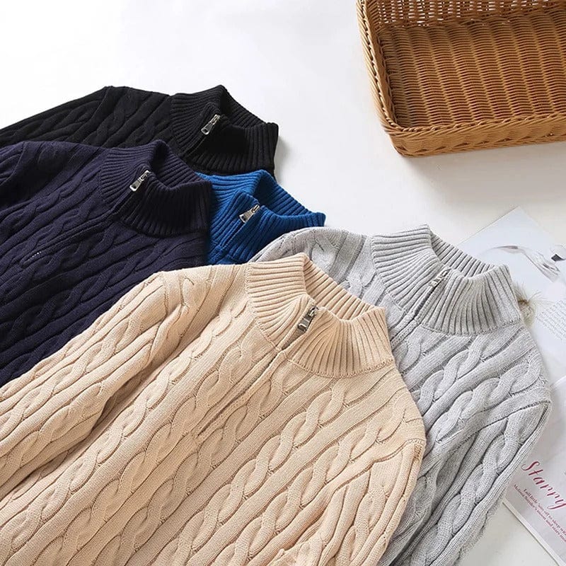 Felo Men's Half Zip Sweater | Classic Cable Knit Cotton, Cozy Autumn Essential 6