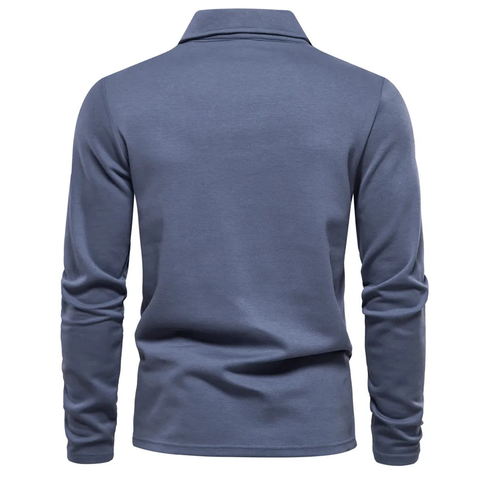 Sleek Men's Polo Shirt | High-Quality Cotton, Long Sleeve Design 3