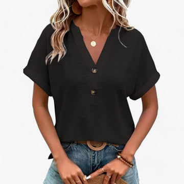 Jada Women's Blouse | Jacquard V-Neck Summer Top 1