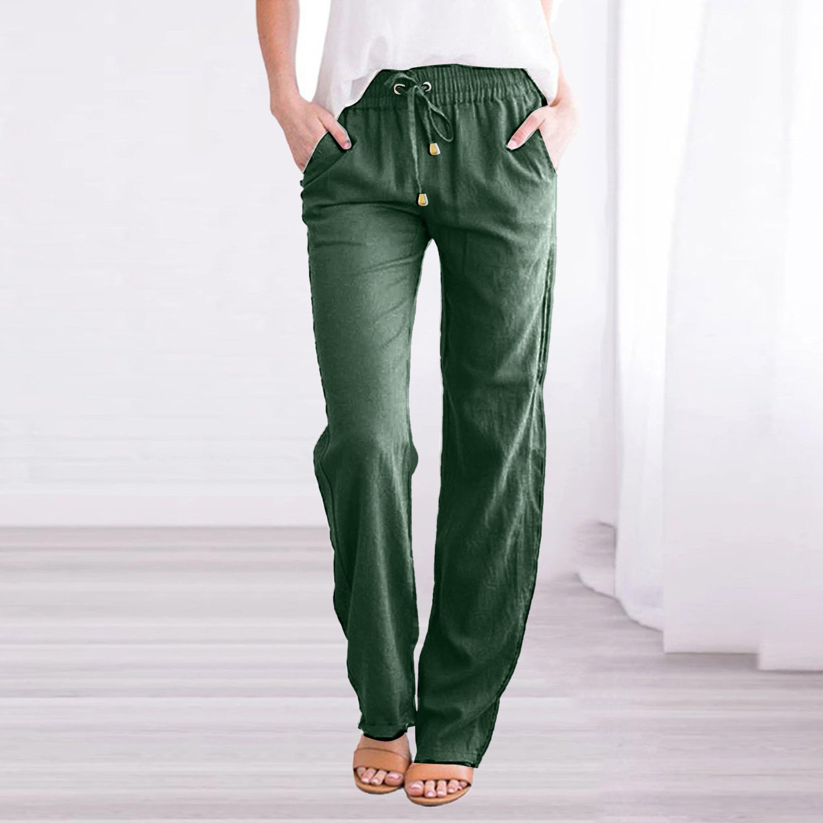 Lila Women's Wide Leg Pants | Breathable Linen, Casual Elegance 7
